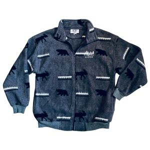 Arctic Image VTG Women’s Sz XL Gray Fleece Jacket 90s Full Zip Moose Alaska